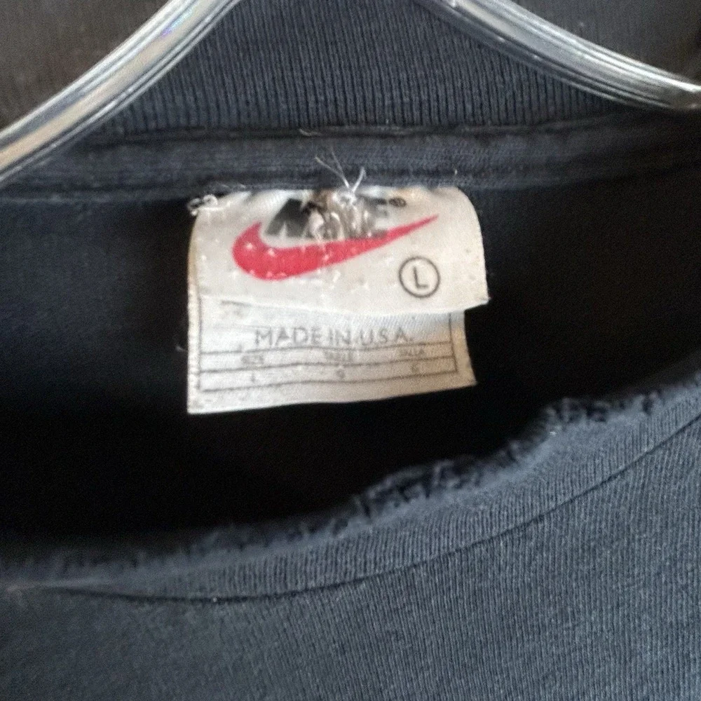 VTG Nike T-Shirt Men's Size L Black Mock Neck Cotton Long Sleeve Made in USA 90s